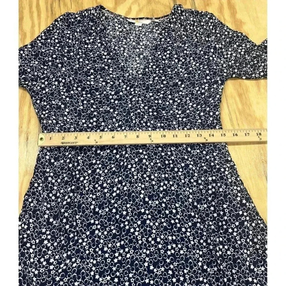Boden Floral Mini Dress Sz US 6 Blue White V Neck Pockets Floral - Picture 7 of 11